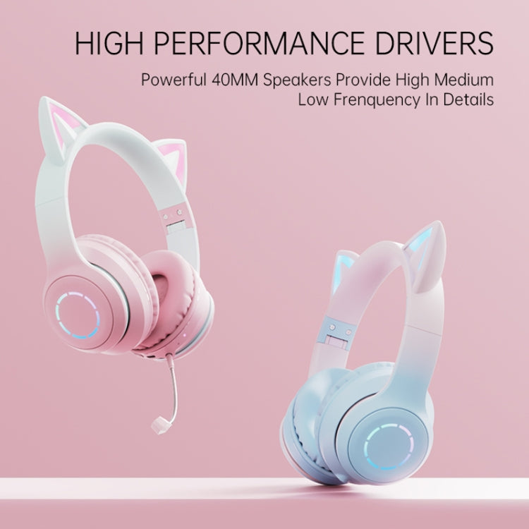 BT029C RGB Dual Modes Cat Ear Wireless Bluetooth Headphone(Pink) - Apple Accessories by buy2fix | Online Shopping UK | buy2fix