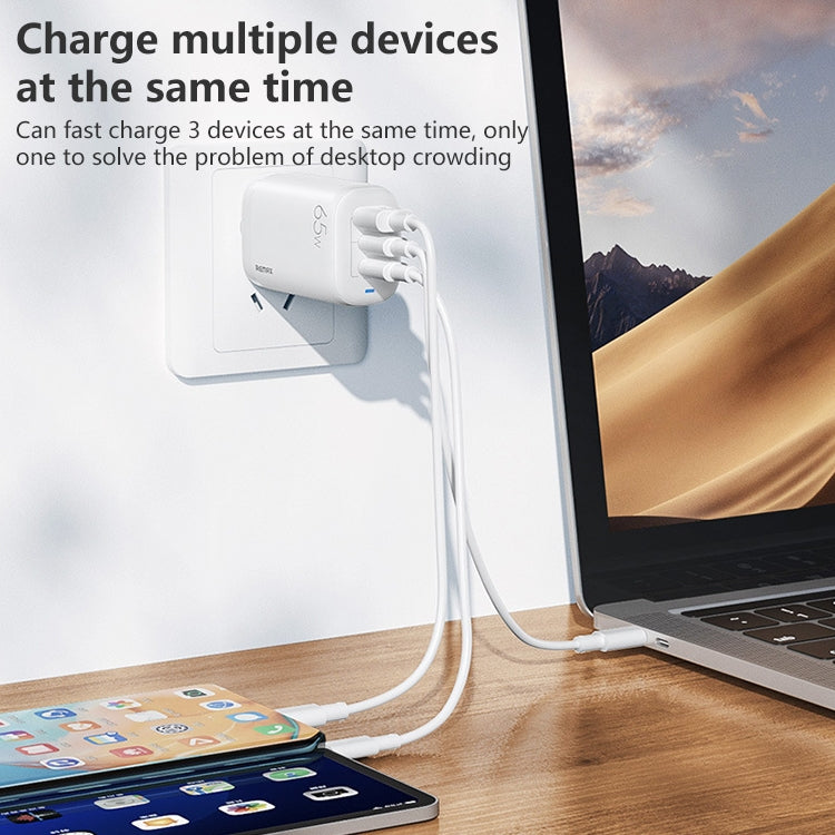 REMAX RP-U55 Territory Series 65W USB+Dual USB-C / Type-C Interface Fast Charger, Specification:CN Plug(White) - Apple Accessories by REMAX | Online Shopping UK | buy2fix