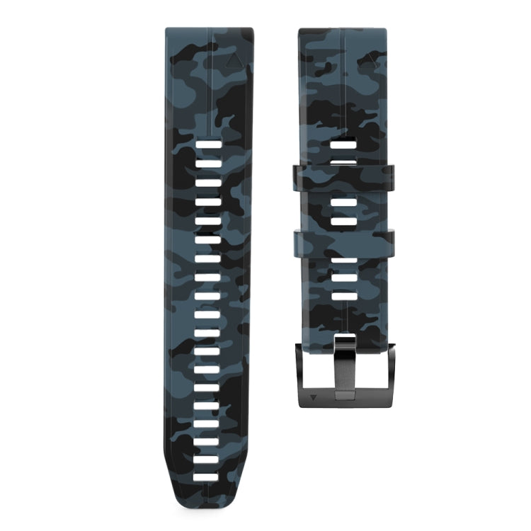 For Garmin Fenix 7X Camouflage Silicone Watch Band(Blue) - Smart Wear by buy2fix | Online Shopping UK | buy2fix