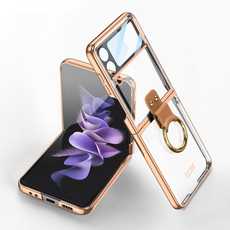 For Samsung Galaxy Z Flip4 GKK Integrated Electroplating Phone Case with Ring(Gold) - Galaxy Z Flip4 5G Cases by GKK | Online Shopping UK | buy2fix