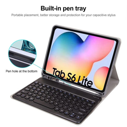 Round Cap Bluetooth Keyboard Leather Case with Pen Slot, without Touchpad For Samsung Galaxy Tab S7(Green+Green Keyboard) - Samsung Keyboard by buy2fix | Online Shopping UK | buy2fix