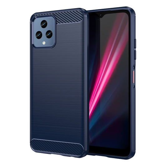 For T-Mobile REVVL 6 5G Brushed Texture Carbon Fiber TPU Phone Case (Blue) - More Brand by buy2fix | Online Shopping UK | buy2fix