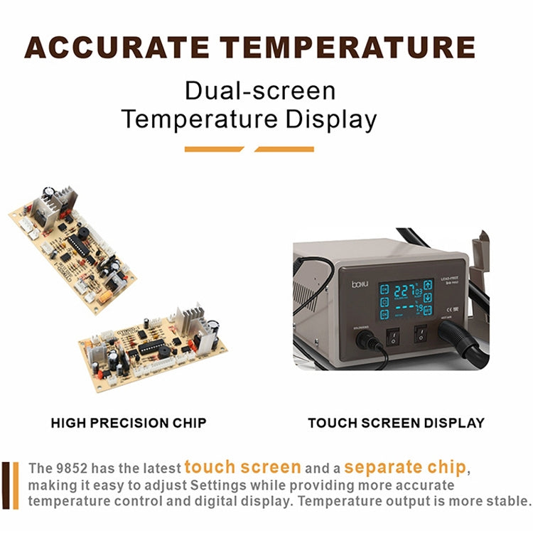 BAKU BA-9852 Digital ESD Hot Air Gun Soldering Station Welding Solder Iron(EU Plug) - Electric Soldering Iron by BAKU | Online Shopping UK | buy2fix