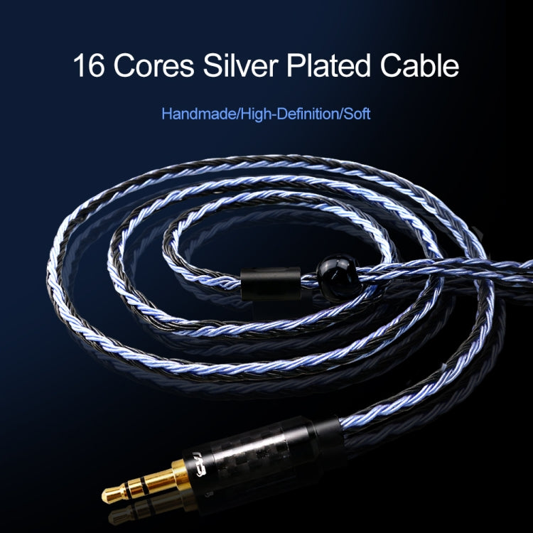 CVJ V3 1.2m 16 Cores Silver-plated 3.5mm Earphone Cable, Style:0.75mm(Silver-Blue) - Cable & Splitter by CVJ | Online Shopping UK | buy2fix
