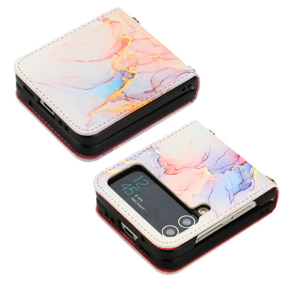 For Samsung Galaxy Z Flip4 Marble Pattern Leather Phone Case(Galaxy Marble White LS004) - Samsung Accessories by buy2fix | Online Shopping UK | buy2fix