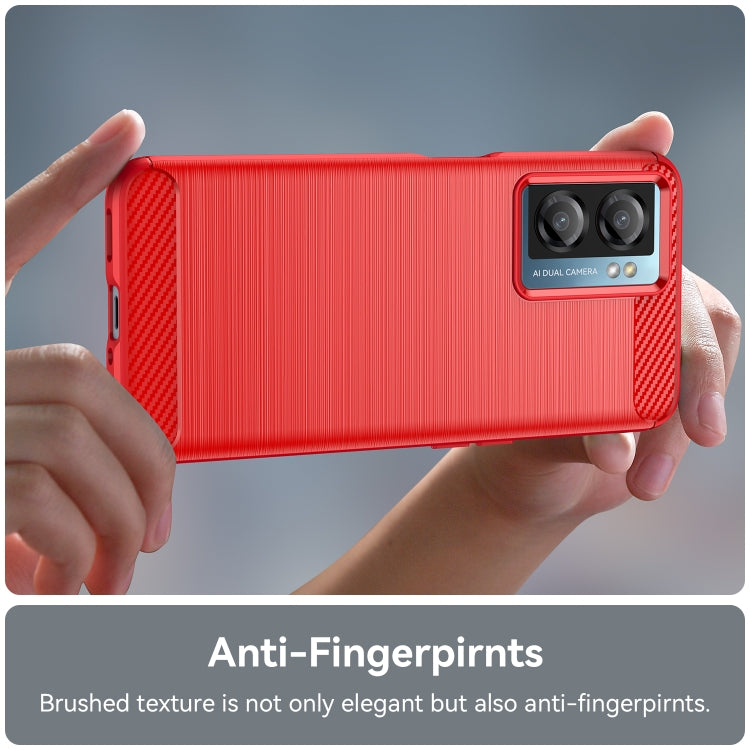 For OPPO A57S Carbon Fiber Brushed Texture TPU Case(Red) - OPPO Cases by buy2fix | Online Shopping UK | buy2fix