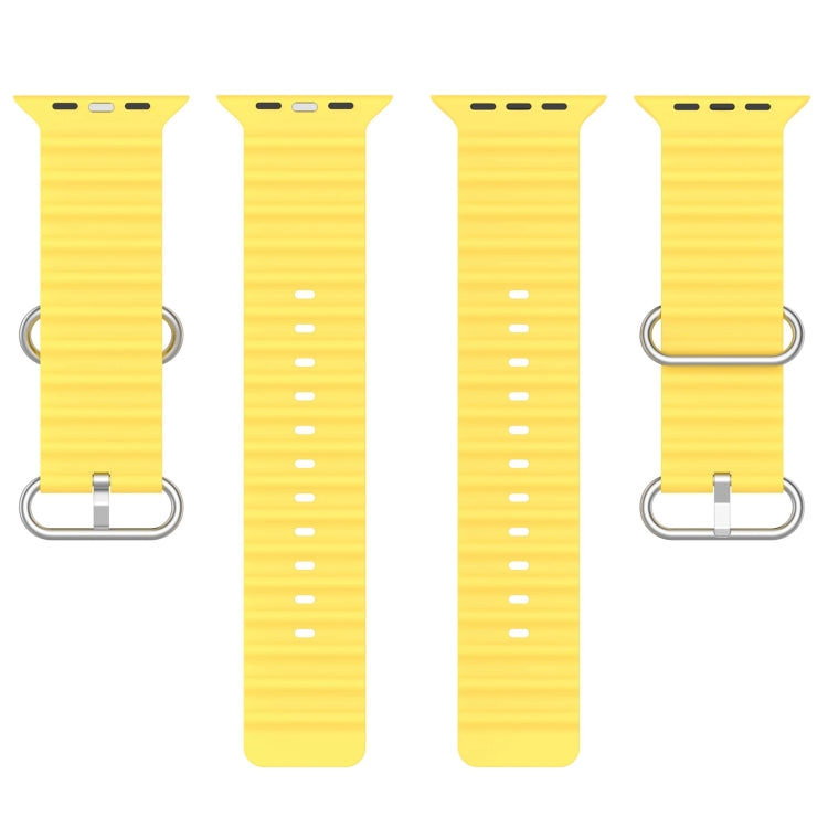 Ocean Silicone Watch Band For Apple Watch Ultra 49mm / Series 8&7 45mm / SE 2&6&SE&5&4 44mm (Yellow) - Smart Wear by buy2fix | Online Shopping UK | buy2fix