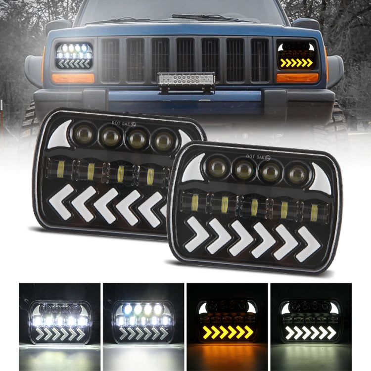 1 Pair 7 inch Square Fishbone Running Water Turn Signal Light - In Car by buy2fix | Online Shopping UK | buy2fix