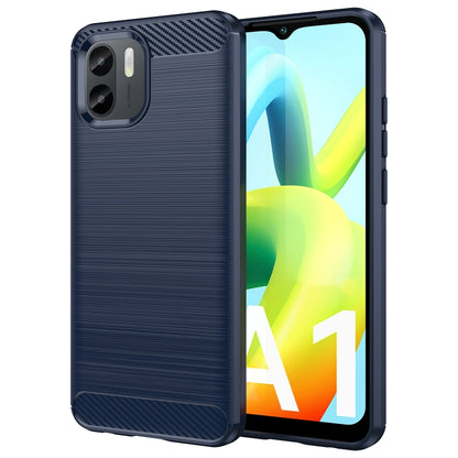 For Xiaomi Redmi A1 Brushed Texture Carbon Fiber TPU Phone Case(Blue) - Xiaomi Cases by buy2fix | Online Shopping UK | buy2fix