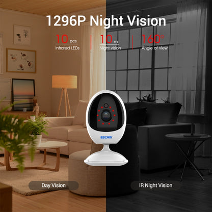 ESCAM QF006 3MP 1296P HD Indoor Wireless PTZ IP Camera IR Night Vision AI Humanoid Detection Home Security CCTV Monitor, Plug Type:UK Plug(White) - Mini Camera by ESCAM | Online Shopping UK | buy2fix