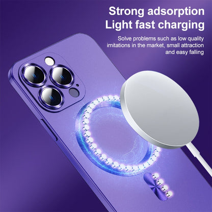 For iPhone 12 Liquid Lens Protector Magsafe Phone Case(Dark Purple) - iPhone 12 / 12 Pro Cases by buy2fix | Online Shopping UK | buy2fix