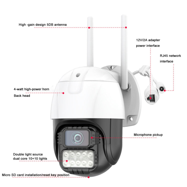 QX67 Humanoid Recognition AI Alarm WiFi Dome IP Camera, UK Plug - Security by buy2fix | Online Shopping UK | buy2fix