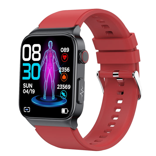 E500 1.83 inch HD Square Screen TPU Watch Strap Smart Watch Supports ECG Monitoring / Non-invasive Blood Sugar(Red) - Smart Wear by buy2fix | Online Shopping UK | buy2fix