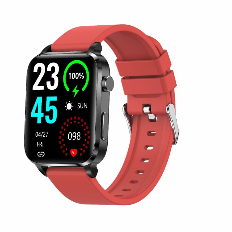 F100 1.7 inch HD Square Screen TPU Strap Smart Watch Supports Body Temperature Monitoring/Blood Oxygen Monitoring(Red) - Smart Wear by buy2fix | Online Shopping UK | buy2fix