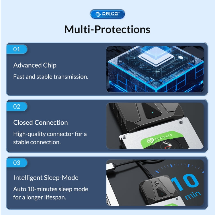 ORICO UTS2 USB 3.0 2.5-inch SATA HDD Adapter with 12V 2A Power Adapter, Cable Length:0.3m(US Plug) - USB to IDE / SATA by ORICO | Online Shopping UK | buy2fix