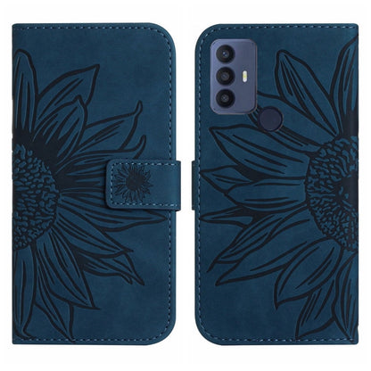 For TCL 30 SE/30E/306/305 Skin Feel Sun Flower Pattern Flip Leather Phone Case with Lanyard(Inky Blue) - More Brand by buy2fix | Online Shopping UK | buy2fix