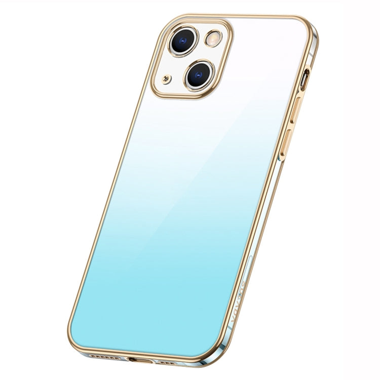 For iPhone 14 SULADA Iridescence Series Plating Transparent Gradient Phone Case(Blue) - iPhone 14 Cases by SULADA | Online Shopping UK | buy2fix