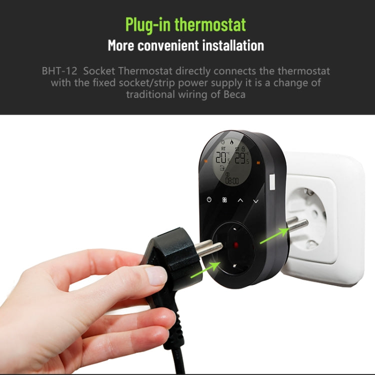 BHT12-C Plug-in LCD Thermostat Without WiFi, EU Plug(White) - Consumer Electronics by buy2fix | Online Shopping UK | buy2fix