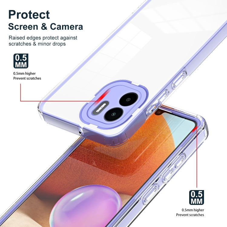For Xiaomi Redmi A1 3 in 1 Clear TPU Color PC Frame Phone Case(Purple) - Xiaomi Cases by buy2fix | Online Shopping UK | buy2fix
