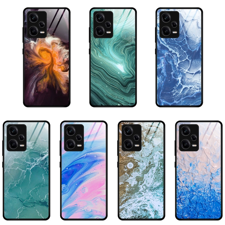 For Xiaomi Redmi Note 12 Pro 5G China Marble Pattern Glass Phone Case(Water Waves) - Note 12 Pro Cases by buy2fix | Online Shopping UK | buy2fix
