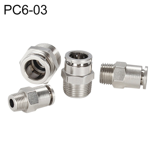 PC6-03 LAIZE Nickel Plated Copper Male Thread Straight Pneumatic Quick Connector -  by LAIZE | Online Shopping UK | buy2fix