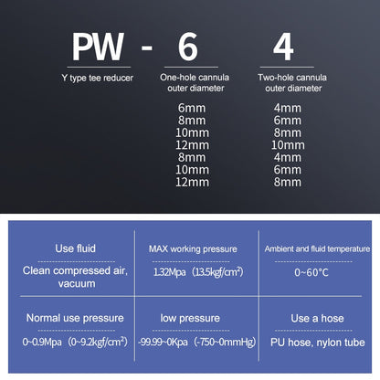 PW10-6 LAIZE 10pcs Plastic Y-type Tee Reducing Pneumatic Quick Fitting Connector -  by LAIZE | Online Shopping UK | buy2fix