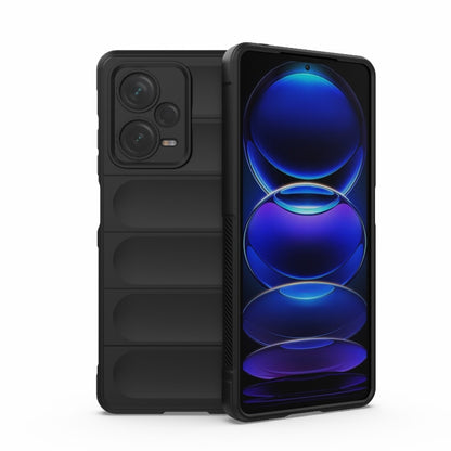 For Xiaomi Redmi Note 12 Pro+ China / Global Magic Shield TPU + Flannel Phone Case(Black) - Note 12 Pro+ Cases by buy2fix | Online Shopping UK | buy2fix