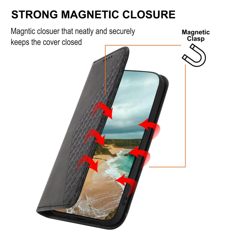 For Xiaomi Redmi Note 12 Pro 5G China Cubic Grid Calf Texture Magnetic Leather Phone Case(Black) - Note 12 Pro Cases by buy2fix | Online Shopping UK | buy2fix