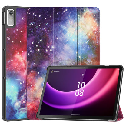 For Lenovo Tab P11 Gen 2 Custer Painted 3-Fold Holder Leather Smart Tablet Case(Milky Way Nebula) - For Lenovo by buy2fix | Online Shopping UK | buy2fix