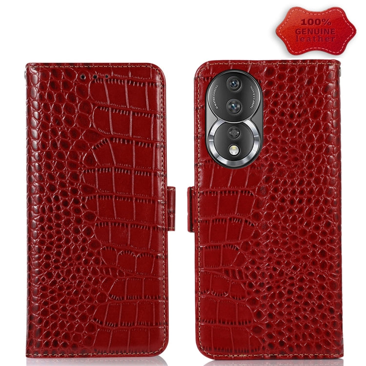 For Honor 80 Crocodile Top Layer Cowhide Leather Phone Case(Red) - Honor Cases by buy2fix | Online Shopping UK | buy2fix