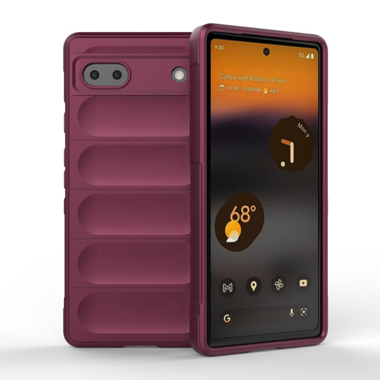 For Google Pixel 6a Magic Shield TPU + Flannel Phone Case(Wine Red) - Google Cases by buy2fix | Online Shopping UK | buy2fix