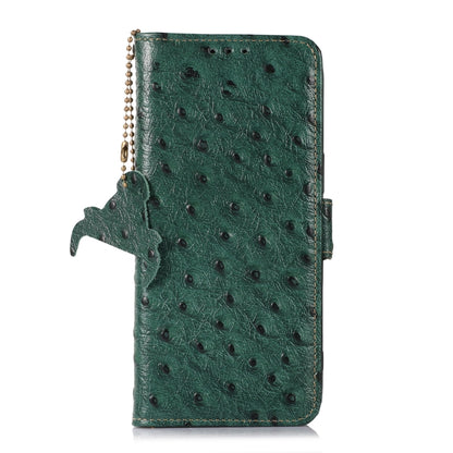 For Samsung Galaxy A34 5G Ostrich Pattern Genuine Leather RFID Phone Case(Green) - Galaxy Phone Cases by buy2fix | Online Shopping UK | buy2fix