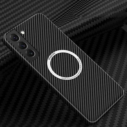For Samsung Galaxy S23+ 5G Carbon Fiber Texture MagSafe Magnetic Phone Case(Black) - Galaxy S23+ 5G Cases by buy2fix | Online Shopping UK | buy2fix