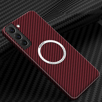 For Samsung Galaxy S23+ 5G Carbon Fiber Texture MagSafe Magnetic Phone Case(Red) - Galaxy S23+ 5G Cases by buy2fix | Online Shopping UK | buy2fix