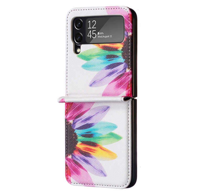 For Samsung Galaxy Z Flip3 5G Colored Drawing Invisible Magnetic Leather Phone Case(Sun Flower) - Galaxy Phone Cases by buy2fix | Online Shopping UK | buy2fix