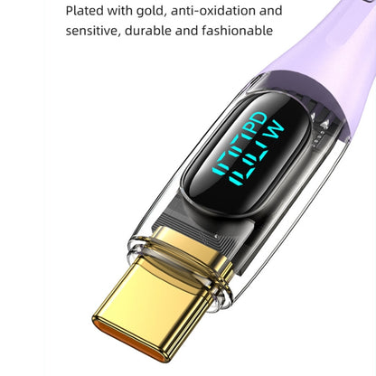 USAMS Type-C to Type-C PD100W Aluminum Alloy Transparent Digital Display Fast Charge Data Cable, Cable Length:1.2m(Black) -  by USAMS | Online Shopping UK | buy2fix