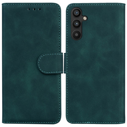 For Samsung Galaxy A34 5G Skin Feel Pure Color Flip Leather Phone Case(Green) - Galaxy Phone Cases by buy2fix | Online Shopping UK | buy2fix