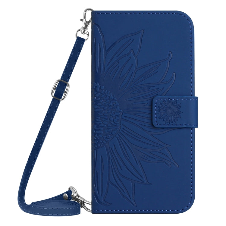 For TCL 40 SE HT04 Skin Feel Sun Flower Embossed Flip Leather Phone Case with Lanyard(Dark Blue) - More Brand by buy2fix | Online Shopping UK | buy2fix