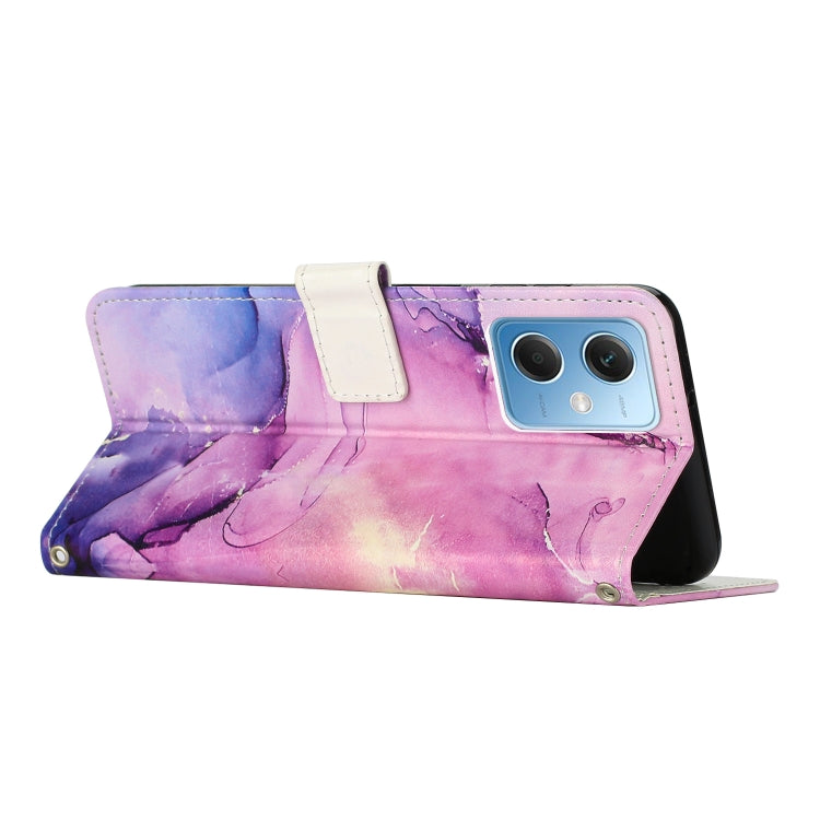 For Xiaomi Redmi Note 12 Global / Poco X5 5G Crossbody Painted Marble Pattern Leather Phone Case(Purple) - Note 12 Cases by buy2fix | Online Shopping UK | buy2fix