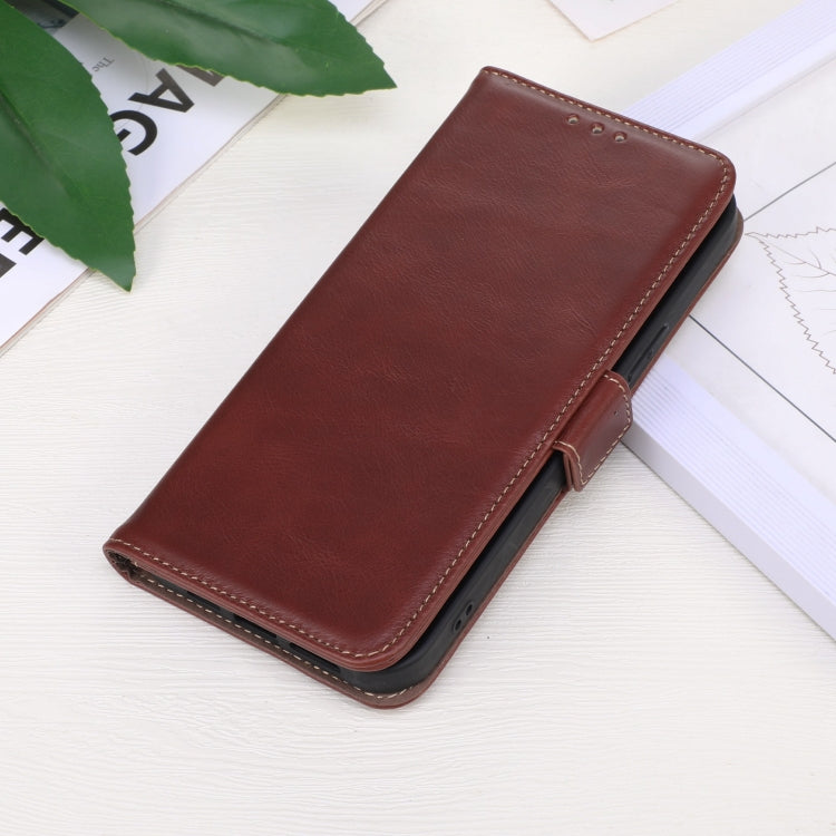 For Motorola Moto G53 5G Crazy Horse Top Layer Cowhide RFID Leather Phone Case(Brown) - Motorola Cases by buy2fix | Online Shopping UK | buy2fix