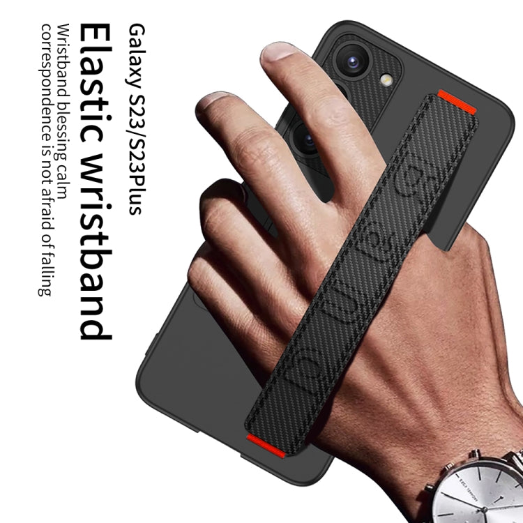 For Samsung Galaxy S23+ 5G GKK Ultra-thin Wristband Shockproof Phone Case with Holder(Carbon Fibre) - Galaxy S23+ 5G Cases by GKK | Online Shopping UK | buy2fix