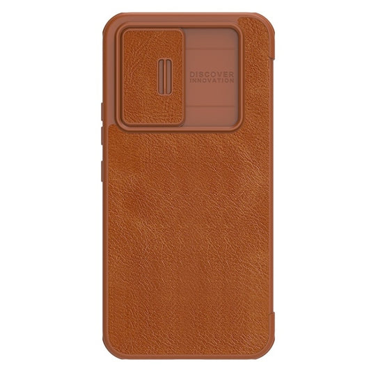 For Samsung Galaxy A54 5G NILLKIN QIN Series Pro Sliding Camera Cover Design Leather Phone Case(Brown) - Galaxy Phone Cases by NILLKIN | Online Shopping UK | buy2fix