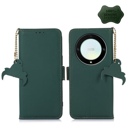 For Honor X9a 4G Genuine Leather Magnetic RFID Leather Phone Case(Green) - Honor Cases by buy2fix | Online Shopping UK | buy2fix