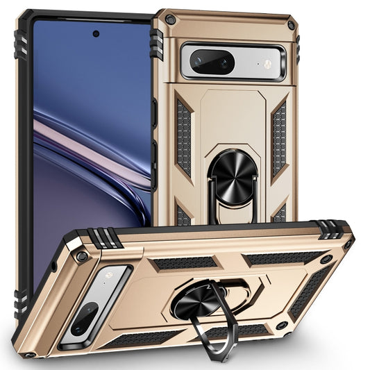 For Google Pixel 7a Shockproof TPU + PC Phone Case with Holder(Gold) - Google Cases by buy2fix | Online Shopping UK | buy2fix