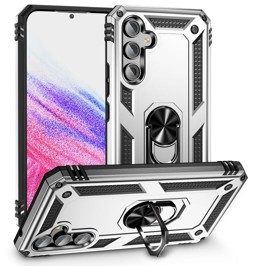 For Samsung Galaxy A54 Shockproof TPU + PC Phone Case with Holder(Silver) - Galaxy Phone Cases by buy2fix | Online Shopping UK | buy2fix