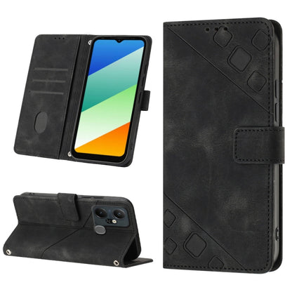 For Infinix Smart 6 Plus X6823 Skin-feel Embossed Leather Phone Case(Black) - Infinix Cases by buy2fix | Online Shopping UK | buy2fix