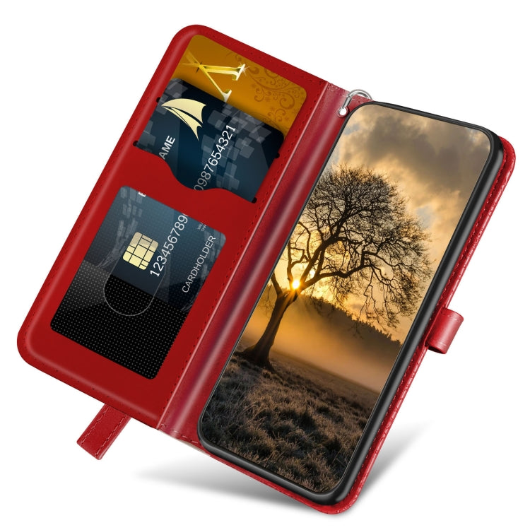For Xiaomi Poco X5 Life Tree Embossing Pattern Leather Phone Case(Red) - Xiaomi Cases by buy2fix | Online Shopping UK | buy2fix