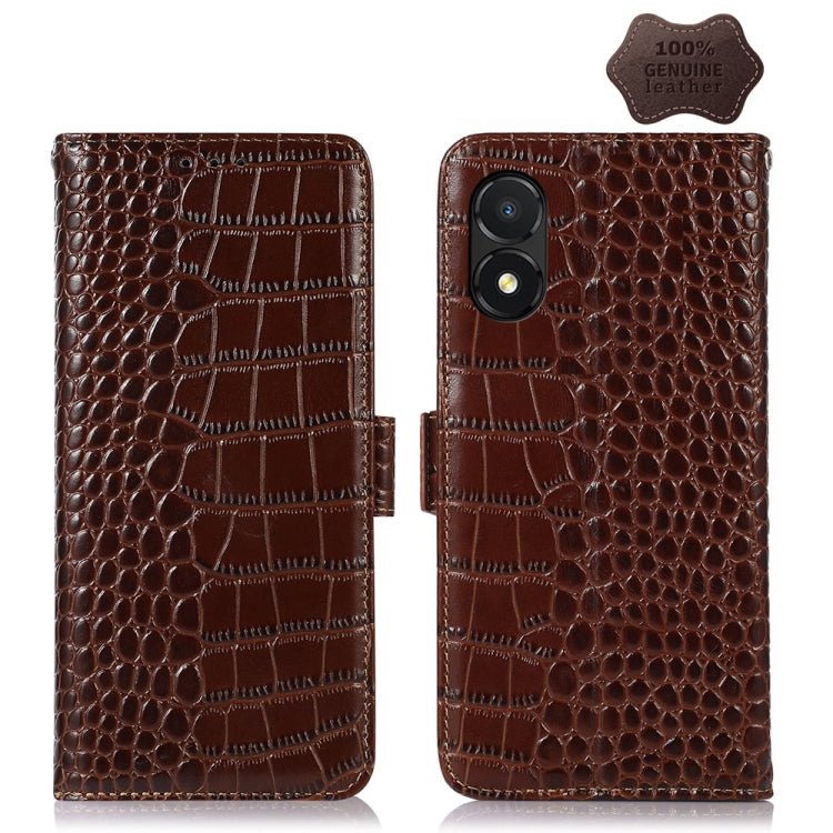 For Honor X5 Crocodile Top Layer Cowhide Leather Phone Case(Brown) - Honor Cases by buy2fix | Online Shopping UK | buy2fix