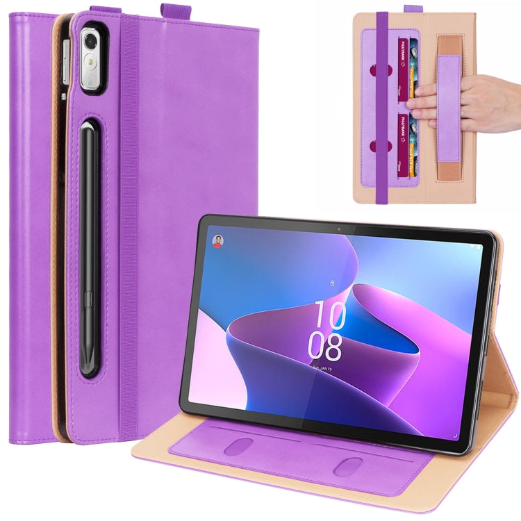 For Lenovo Tab P11 Pro Gen2 11.2 2022 TB132/138 Embossed Front Stand Leather Smart Tablet Case(Purple) - For Lenovo by buy2fix | Online Shopping UK | buy2fix