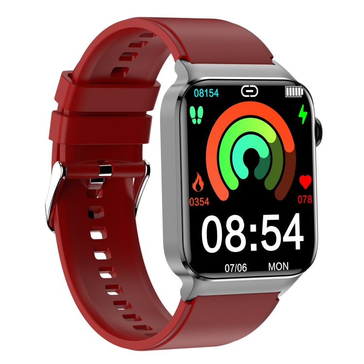 T50 1.85 inch Silicone Band IP67 Waterproof Smart Watch Supports Voice Assistant / Health Monitoring(Red) - Smart Wear by buy2fix | Online Shopping UK | buy2fix